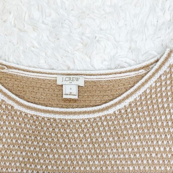 J. CREW Tan & Cream Merino Wool Blend Knit Hearts Sweater size Small - Picture 7 of 8